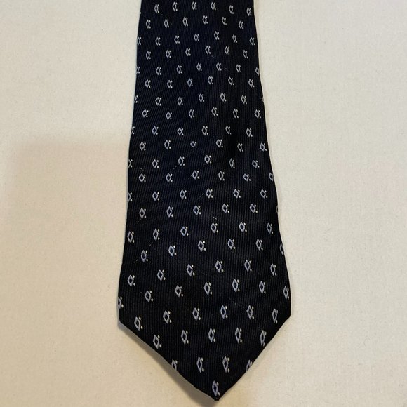 NAUTICA SILK TIE BLACK WITH BLUE DIAMONDS PRINT - Picture 1 of 5